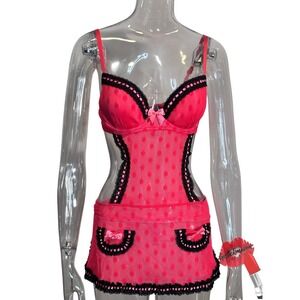 Victorias Secret Pink Lace‎ French Maid Apron Sz 36C Sexy Lingerie Role Play